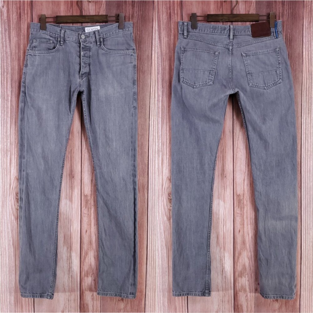 Gray Mens Slim Straight Jeans - Classic Everyday Style
